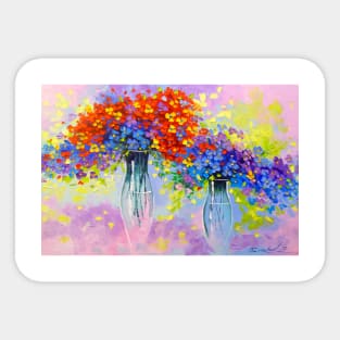 Music of multi-colored flowers Sticker